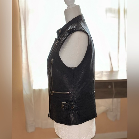 LEATHER BIKER VEST - Picture 3 of 6